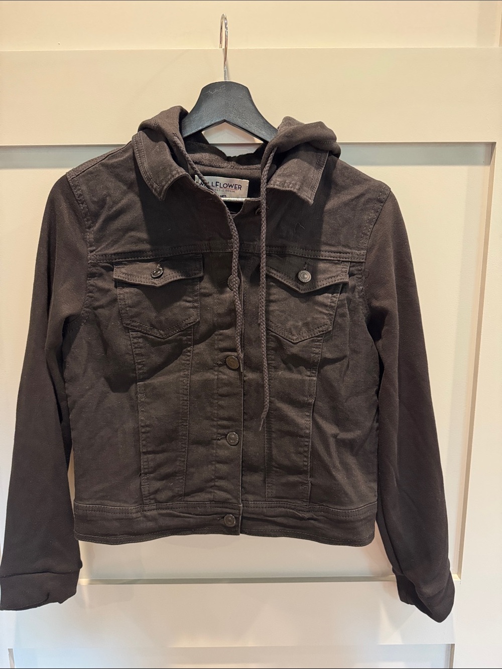 NWOT Wallflower Black Hooded Jean Jacket